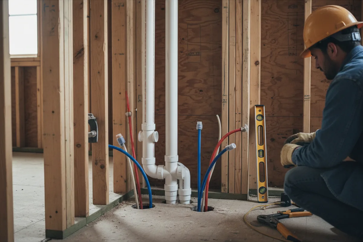 Drain and supply rough-in during Leak Detection in Seattle